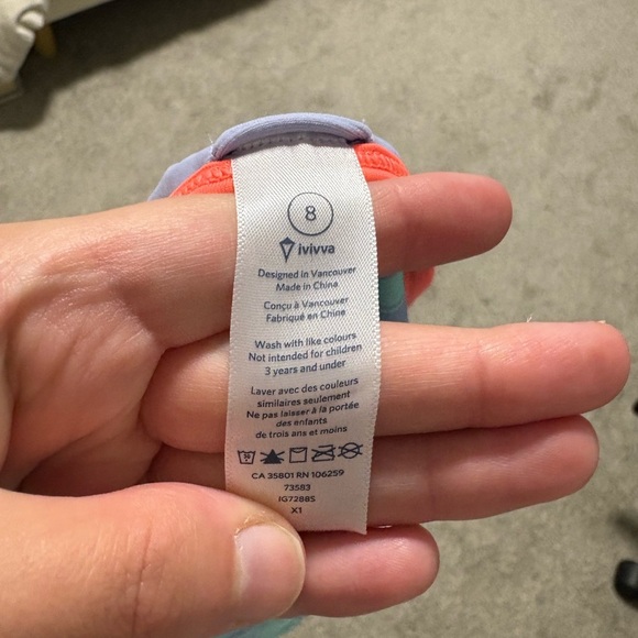 Ivivva by Lululemon Kid's Striped Swim Bottoms - Green and Blue Girl's Size 8 - Picture 8 of 8